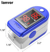 lanvor Finger Oximeter with Pulse, Fingertip Pulse Oximeter with Respiration, Portable Blood Oxygen Saturation Monitor with Pulse, 1 * Spo2 Sensor, 1 * Lanyard and 2 * Batteries